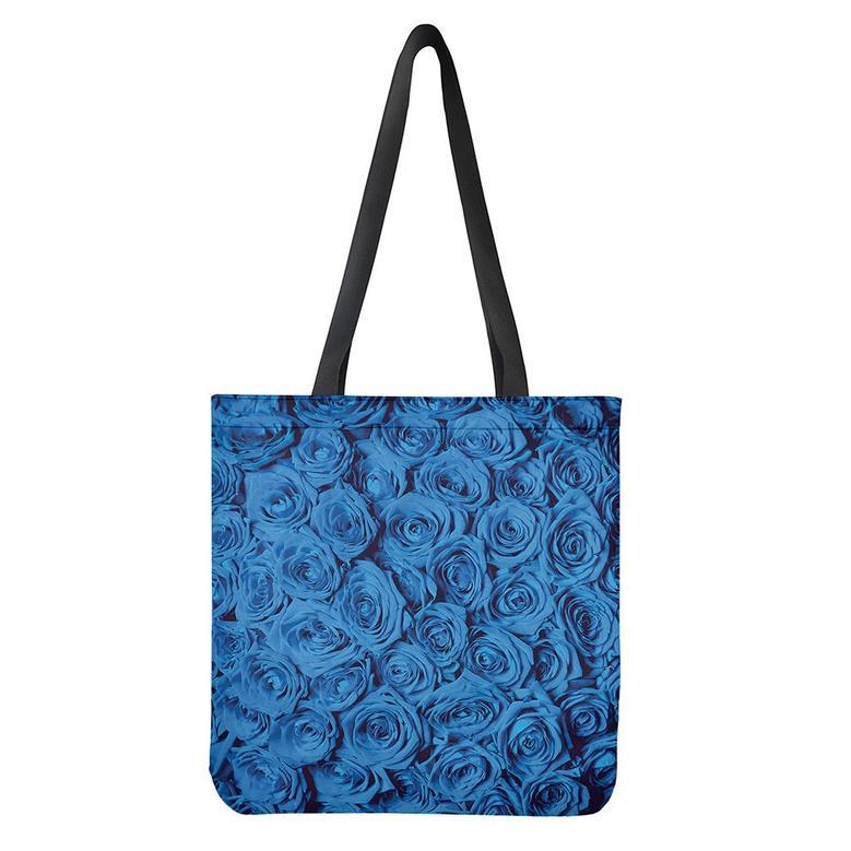 Blue Rose Print Tote Bag