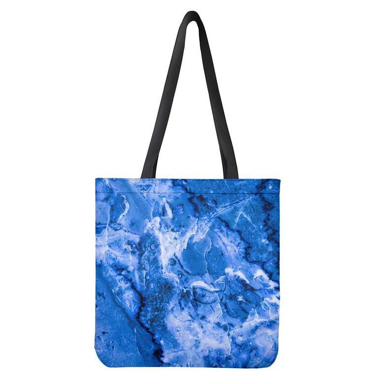 Blue Sapphire Marble Print Tote Bag