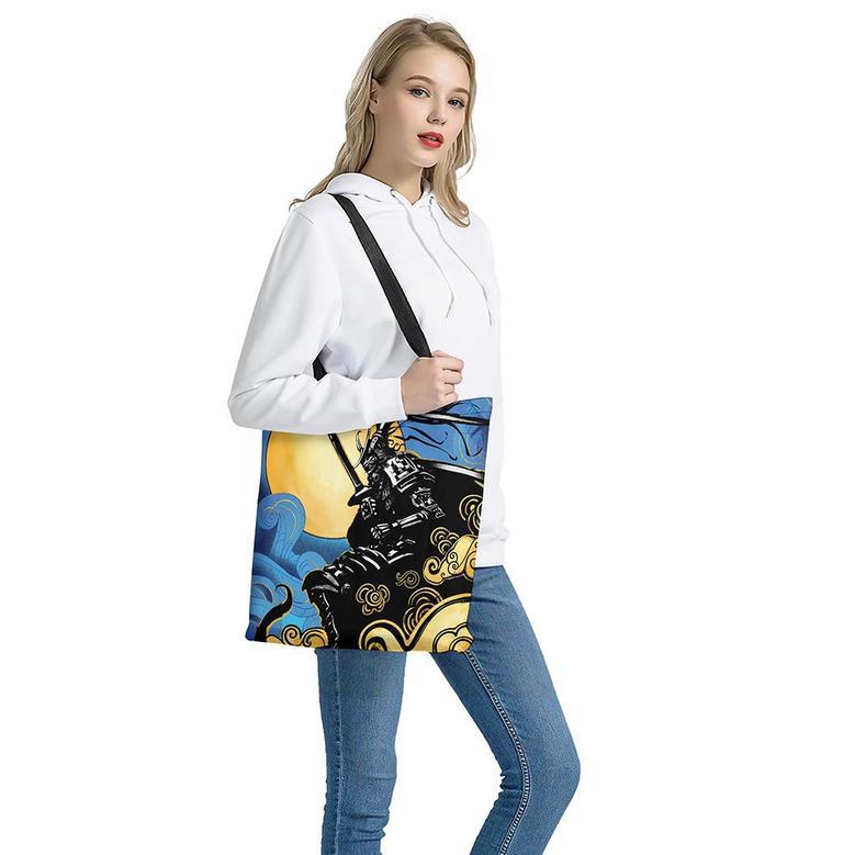 Blue Sky And Golden Sun Samurai Print Tote Bag