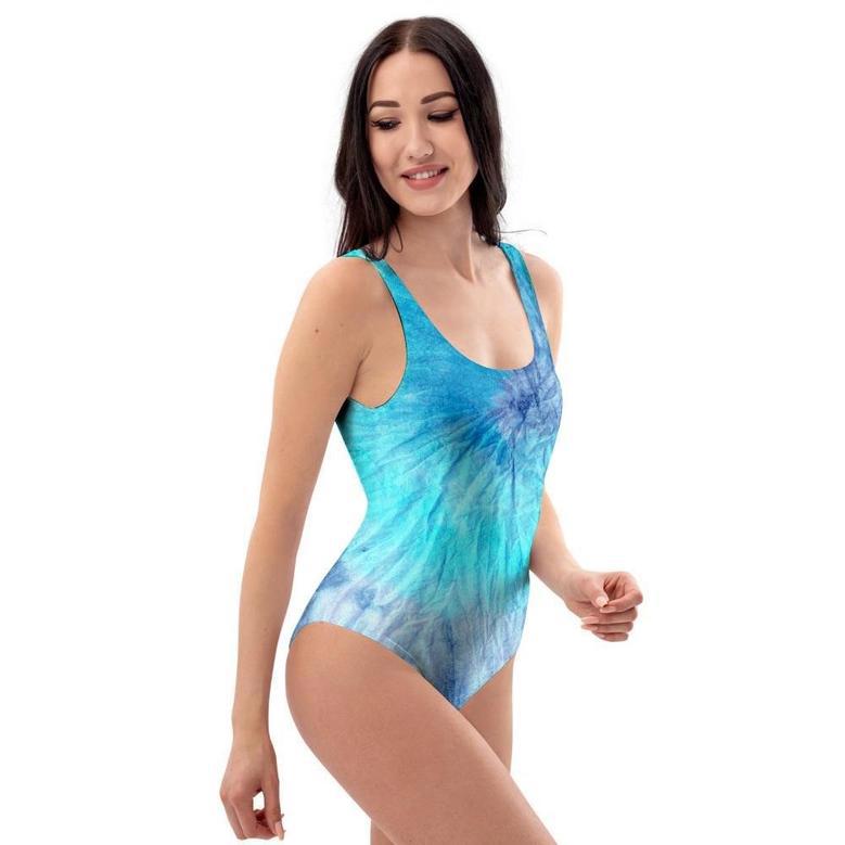 Blue Tie Dye One Piece Swimsuite