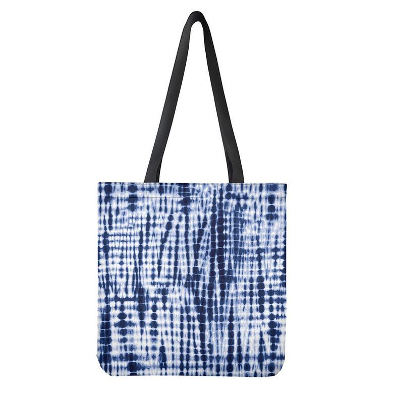 Blue Tie Dye Shibori Print Tote Bag