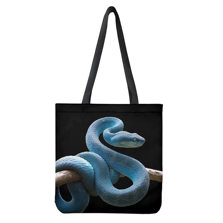 Blue Viper Snake Print Tote Bag