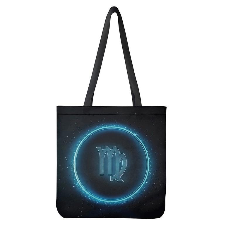 Blue Virgo Zodiac Sign Print Tote Bag