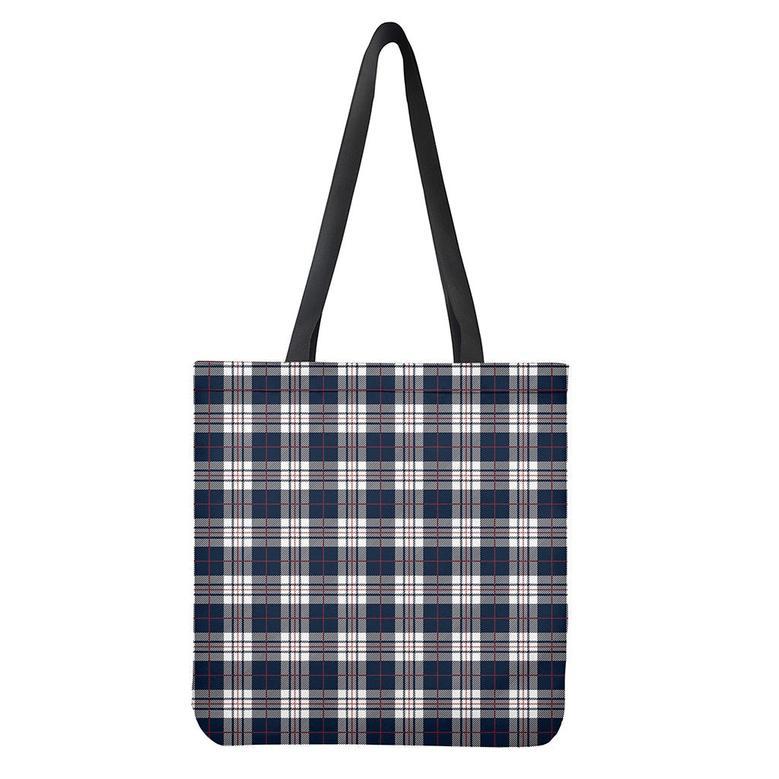 Blue White And Red Tartan Pattern Print Tote Bag