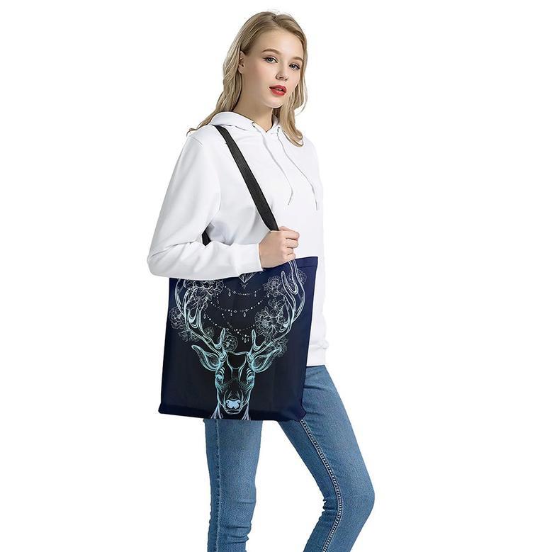 Bohemian Spiritual Deer Print Tote Bag