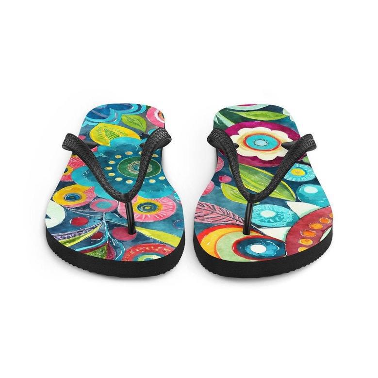 Boho Flower Print Flip-Flops