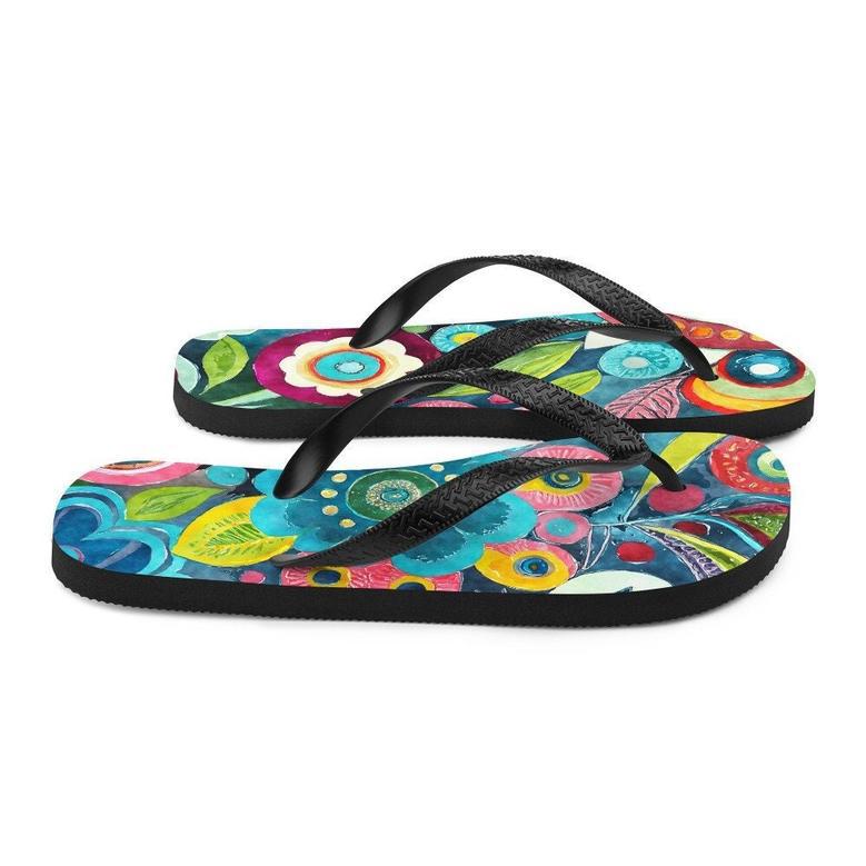 Boho Flower Print Flip-Flops