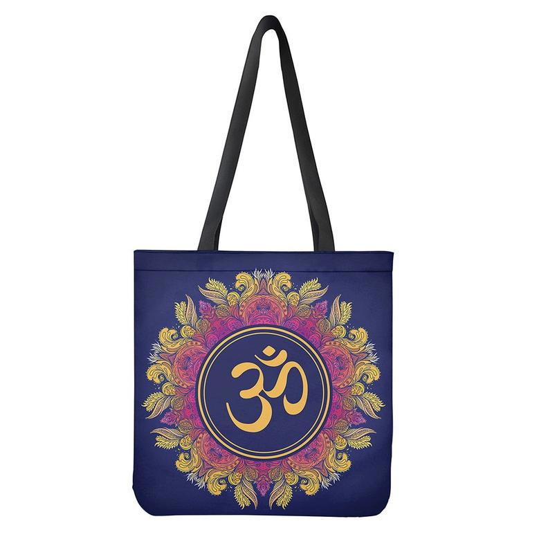 Boho Om Mandala Print Tote Bag