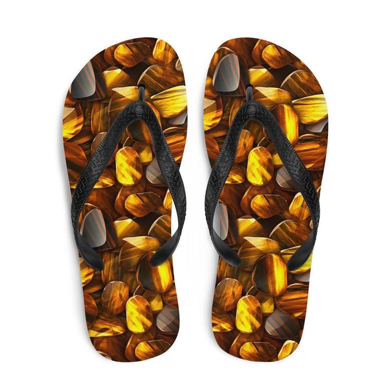 Bold Tiger's Eye Flip Flops