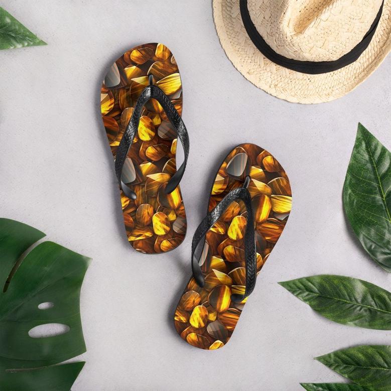 Bold Tiger's Eye Flip Flops