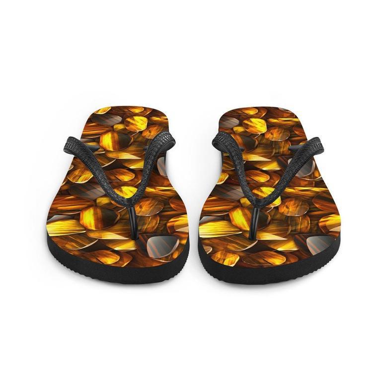 Bold Tiger's Eye Flip Flops