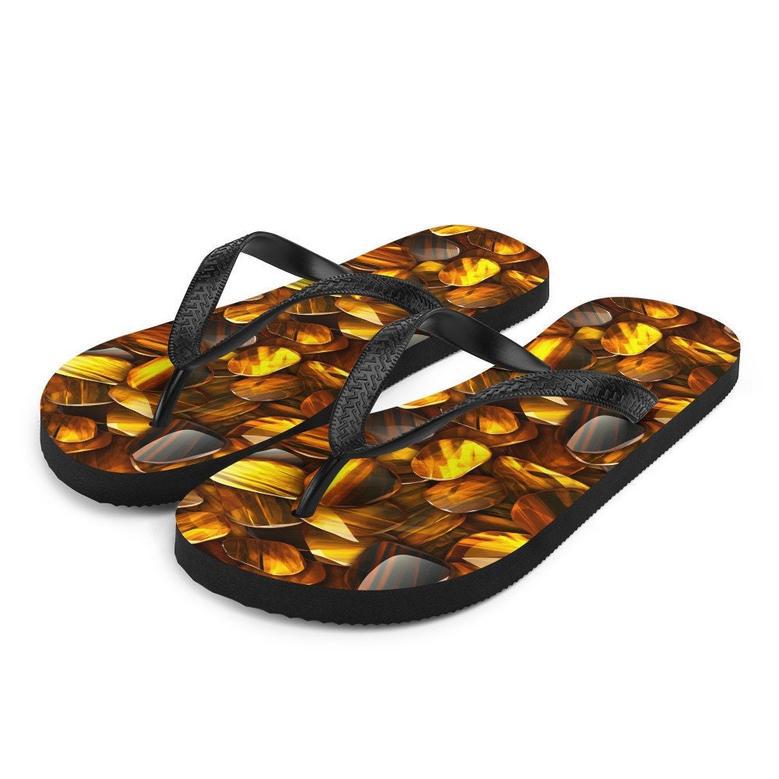 Bold Tiger's Eye Flip Flops