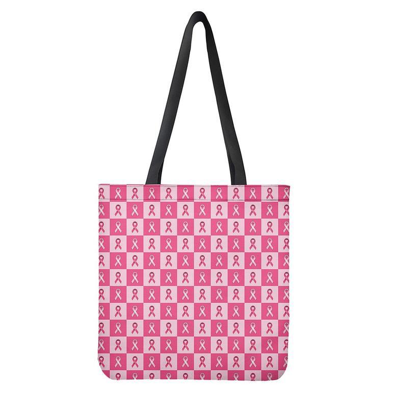 Breast Cancer Awareness Pattern Print Tote Bag