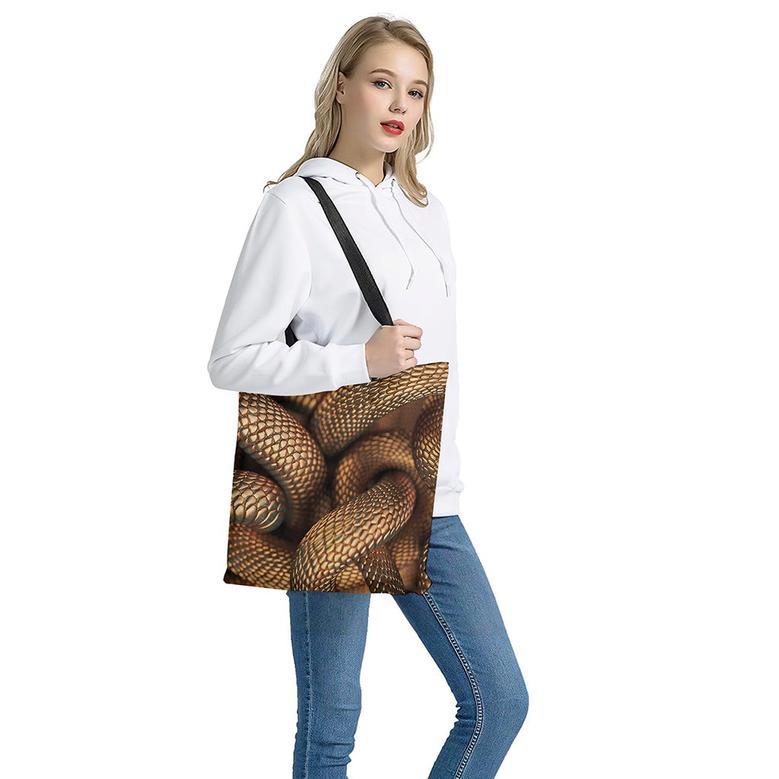 Bronze Snake Print Tote Bag