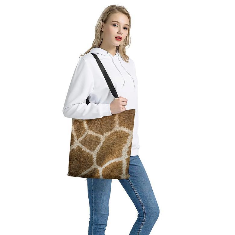 Brown Giraffe Print Tote Bag