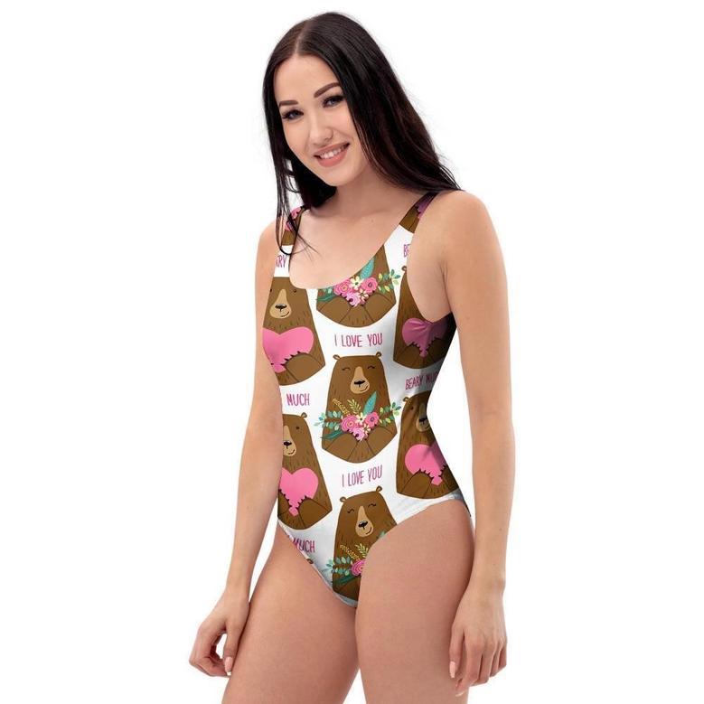 Brown Mama Bear One Piece Swimsuite