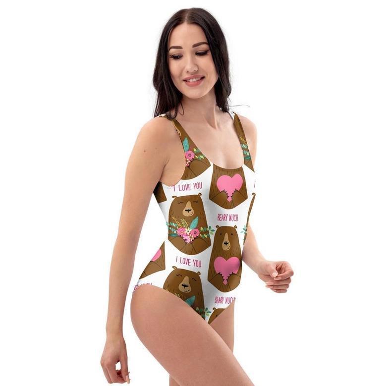 Brown Mama Bear One Piece Swimsuite