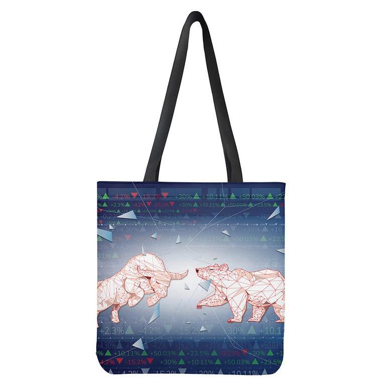 Bull And Bear Stock Market Print Tote Bag