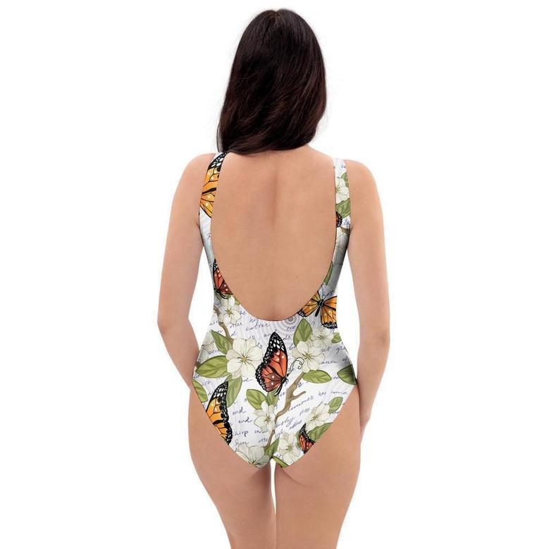 Butterfly Floral Print One Piece Swimsuite