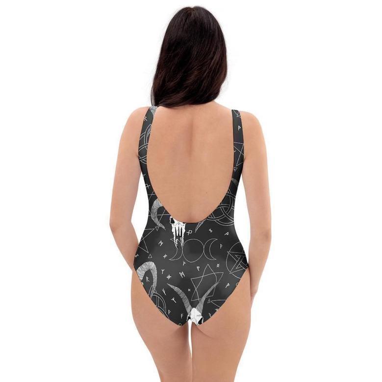 Capricorn Astrology Gothic Witch One Piece Swimsuite