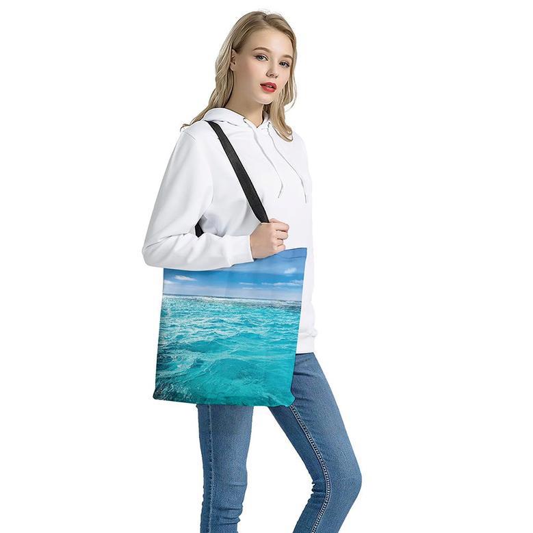 Caribbean Ocean Print Tote Bag