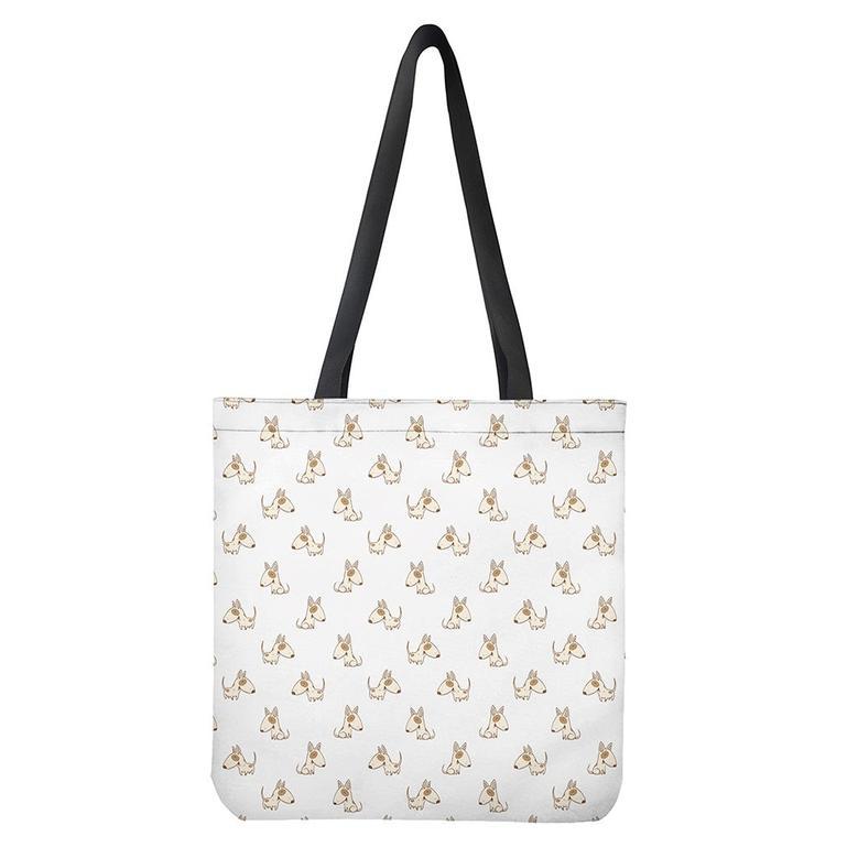 Cartoon Bull Terrier Pattern Print Tote Bag