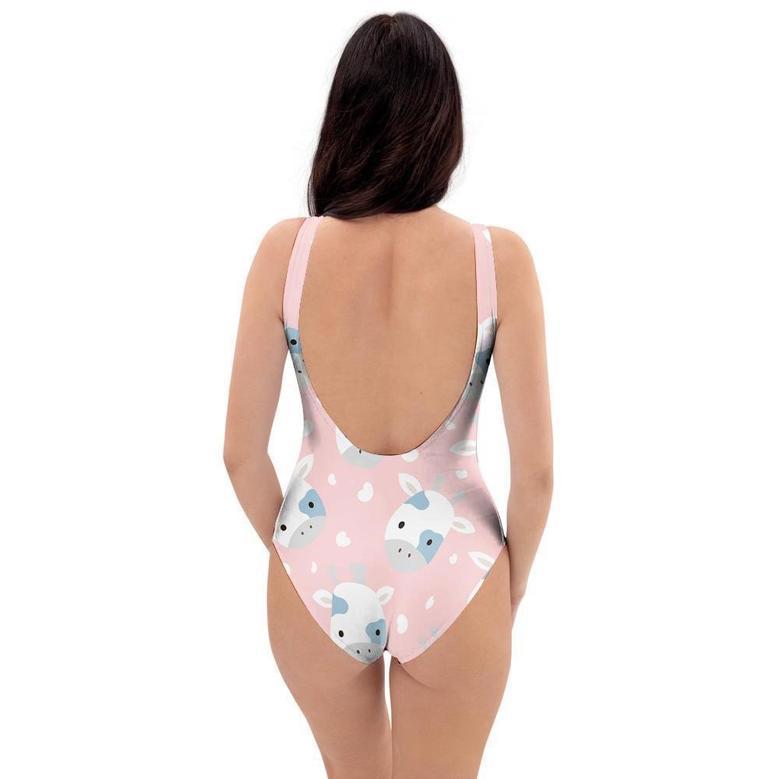 Cartoon Cow Print One Piece Swimsuite