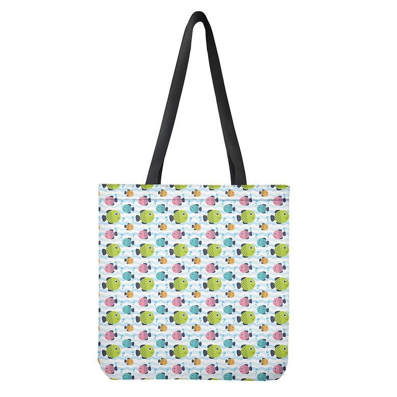 Cartoon Fish Pattern Print Tote Bag