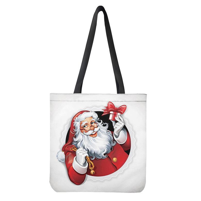 Cartoon Santa Claus Print Tote Bag