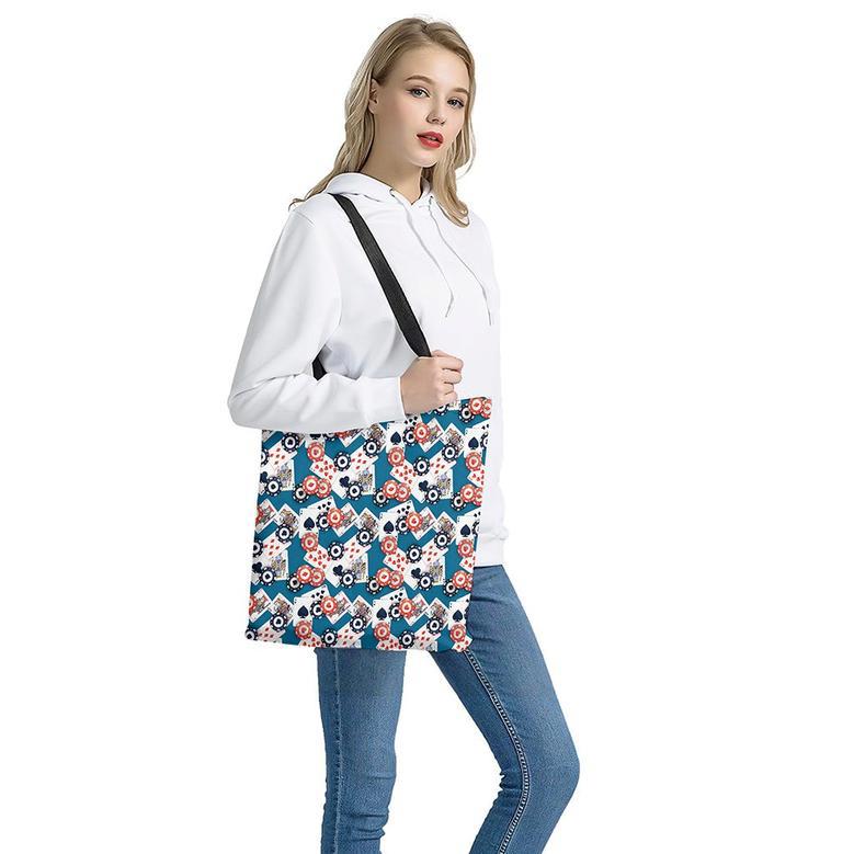 Casino Poker Pattern Print Tote Bag