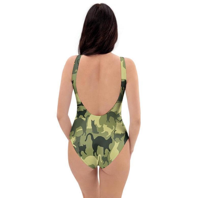 Cat Camouflage Print One Piece Swimsuite