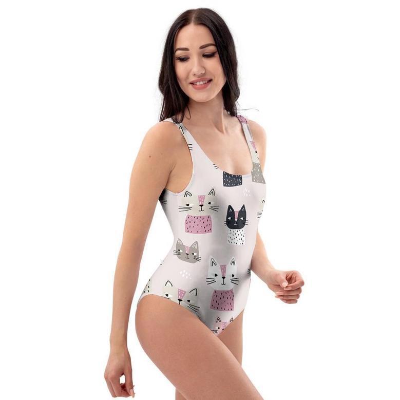 Cat Print One Piece Swimsuite