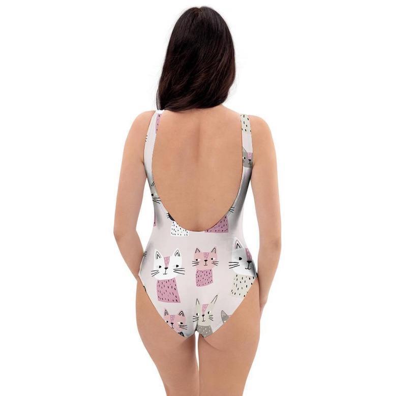 Cat Print One Piece Swimsuite