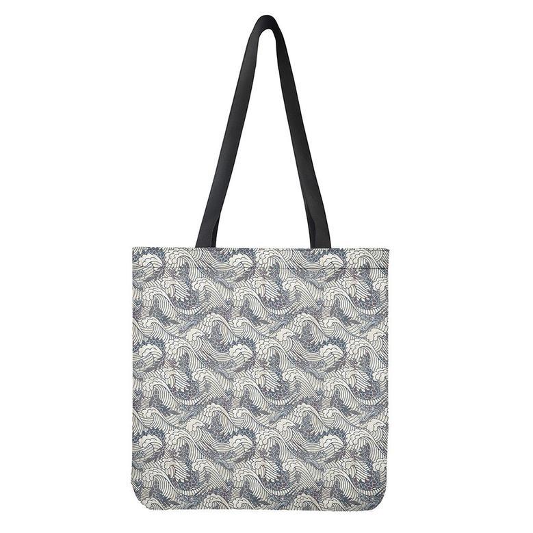 Chinese Sea Dragon Pattern Print Tote Bag