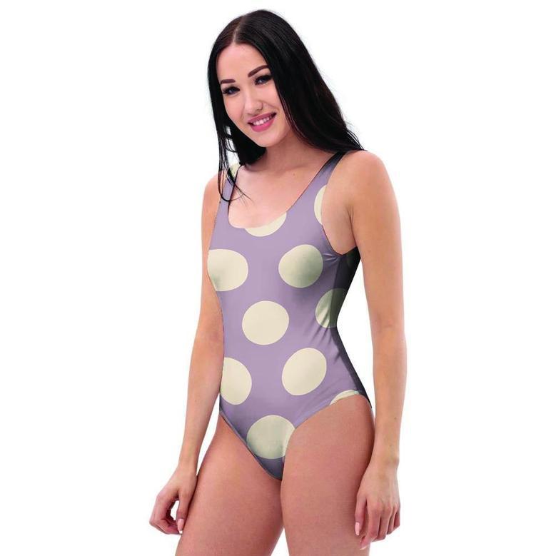 Chocolate Brown Polka Dot One Piece Swimsuite