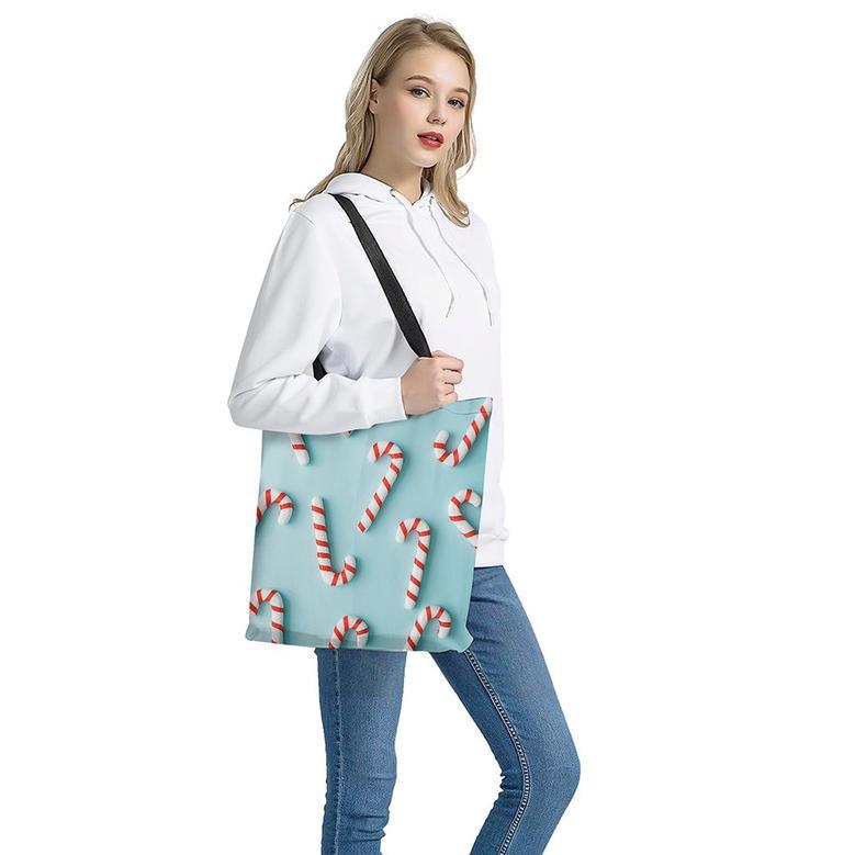 Christmas Candy Candies Pattern Print Tote Bag