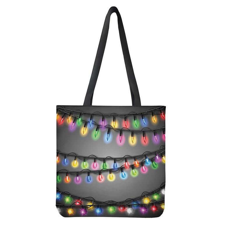 Christmas Holiday Lights Print Tote Bag