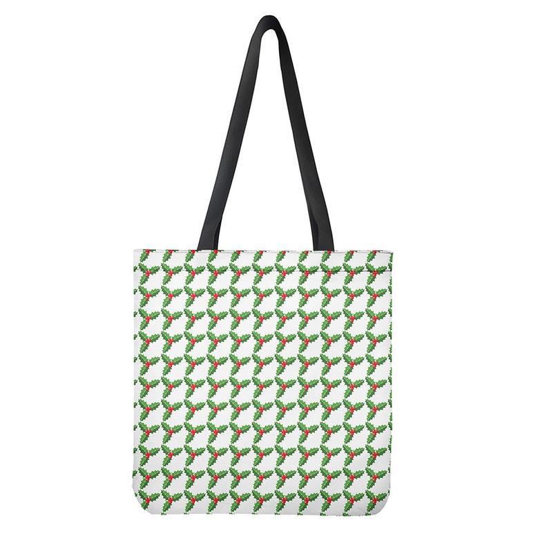 Christmas Holly Berry Pattern Print Tote Bag