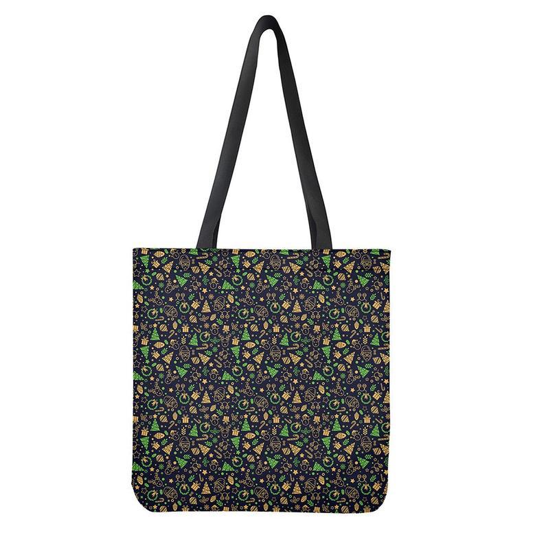 Christmas Party Elements Pattern Print Tote Bag