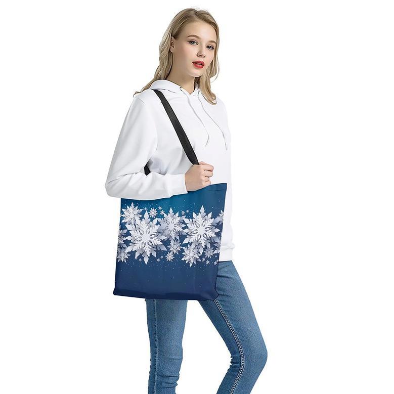 Christmas Snowflake Print Tote Bag