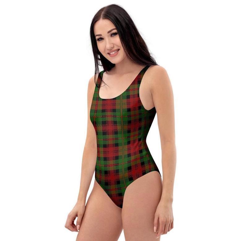 Christmas Tartan Red Plaid One Piece Swimsuite