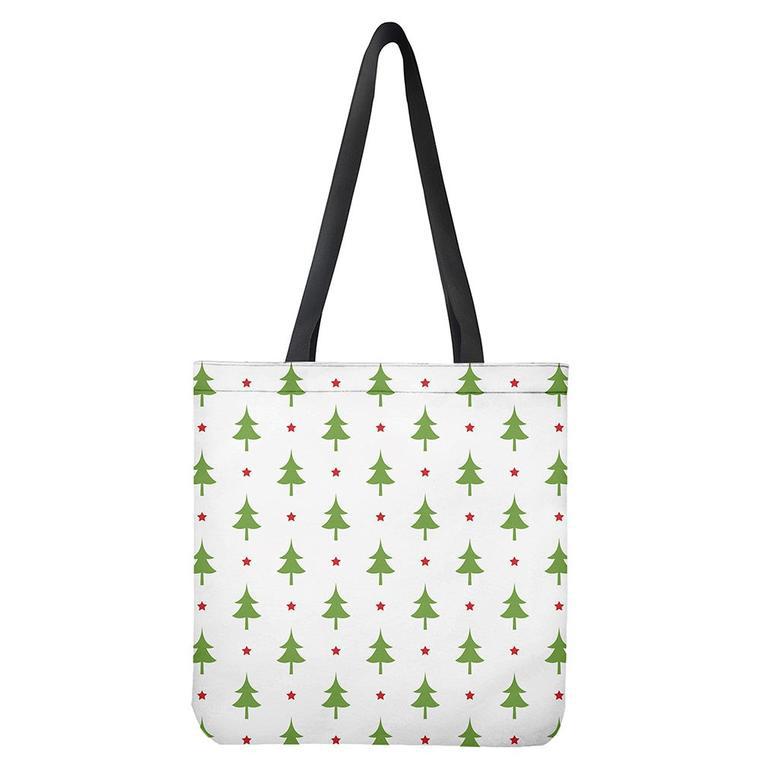 Christmas Tree And Star Pattern Print Tote Bag