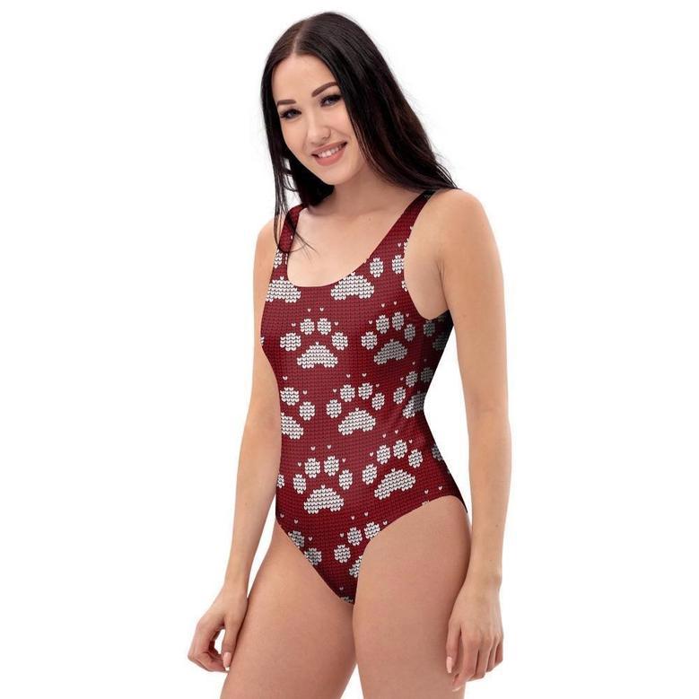 Christmas Ugly Paw One Piece Swimsuite