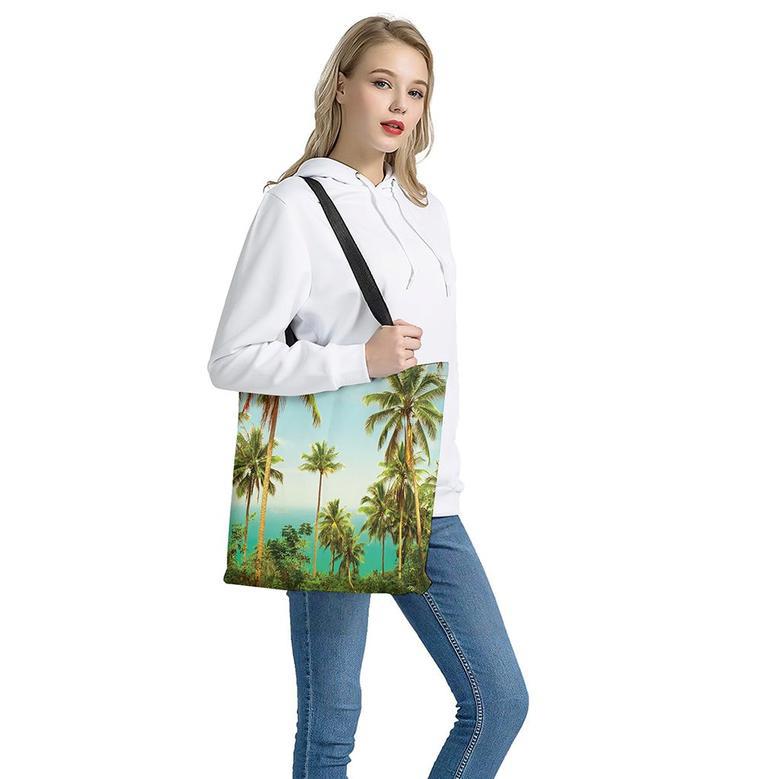 Coconut Tree Print Tote Bag