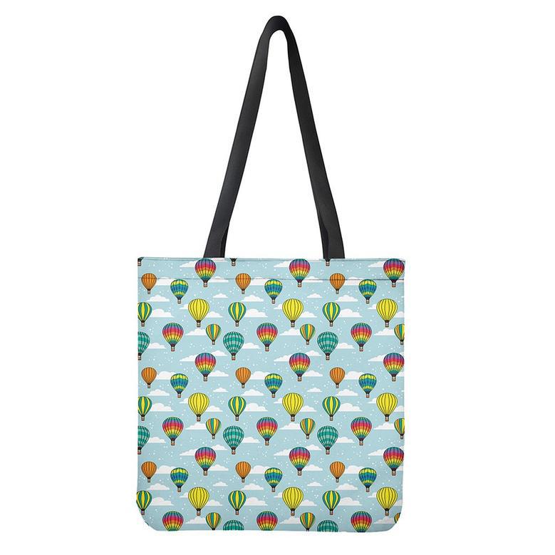 Colorful Air Balloon Pattern Print Tote Bag