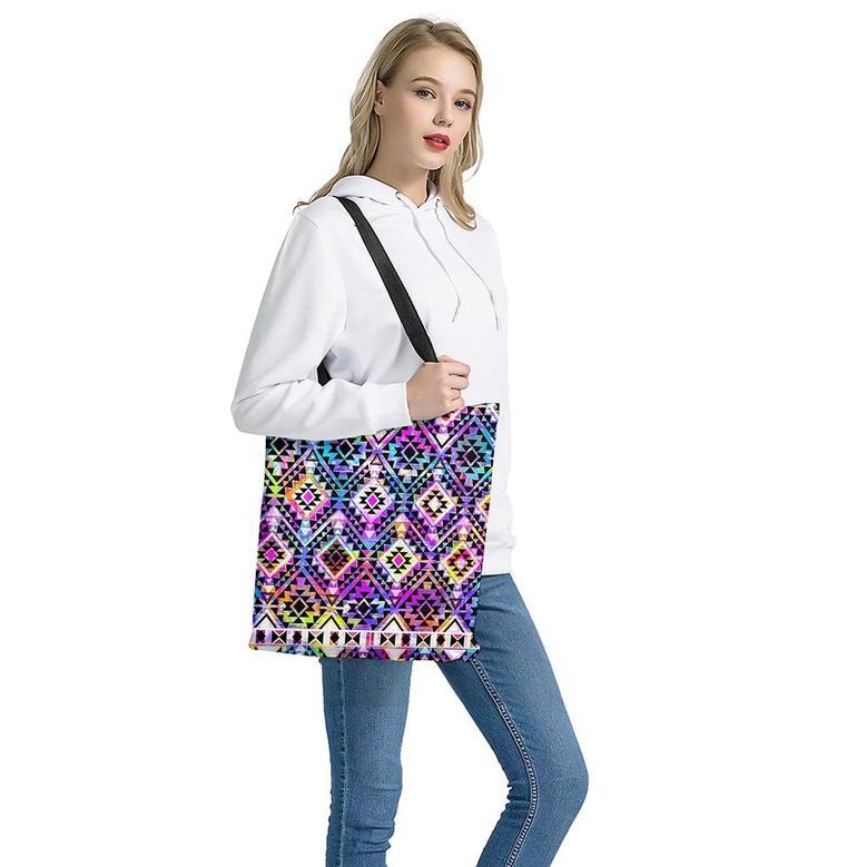 Colorful Aztec Pattern Print Tote Bag