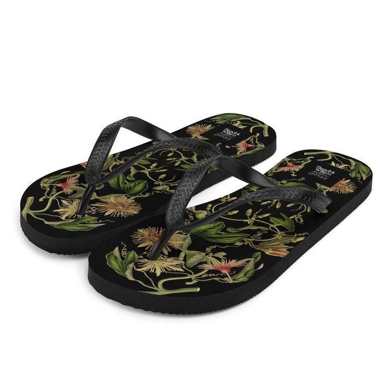 Colorful Botanical Ladies Flip-Flops.