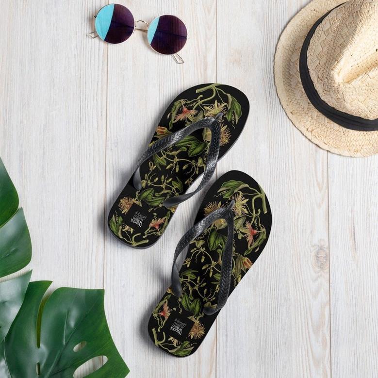 Colorful Botanical Ladies Flip-Flops.