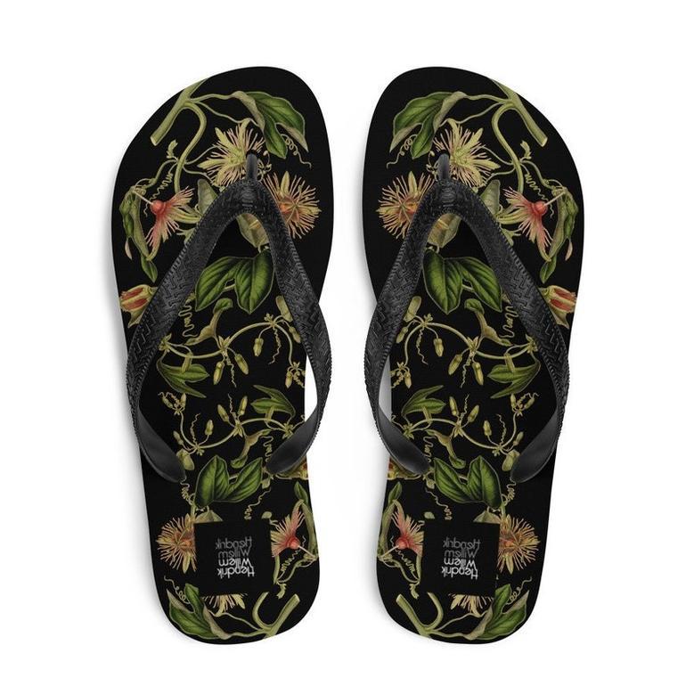 Colorful Botanical Ladies Flip-Flops.