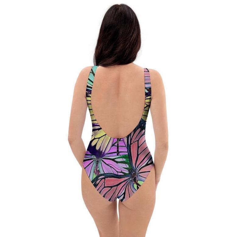 Colorful Butterfly Print One Piece Swimsuite